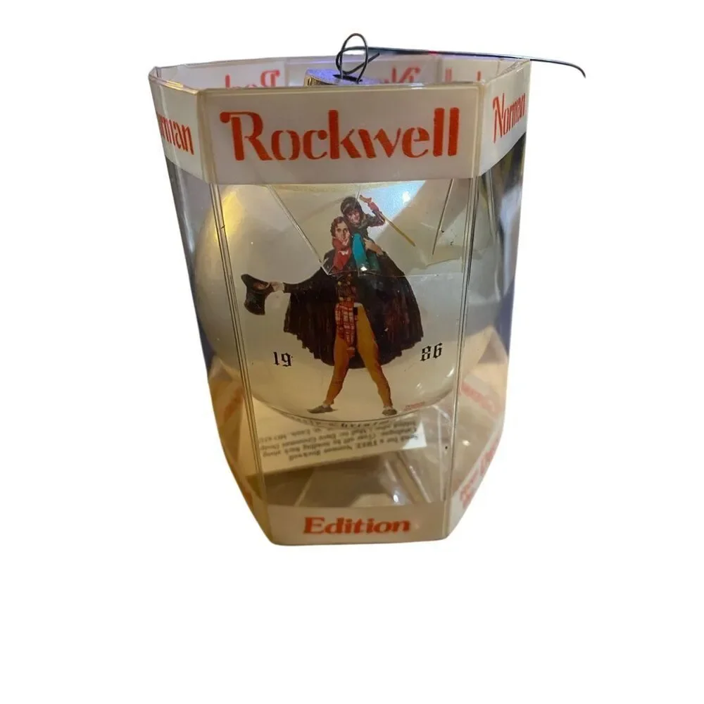 Vintage Norman Rockwell, 1986 Tiny Tim Christmas glass ornament inbox